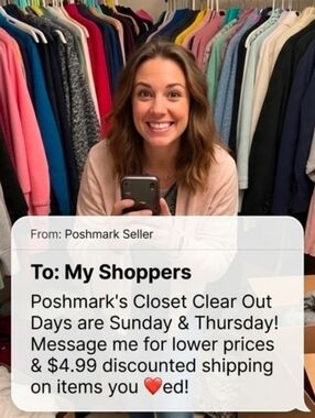 Msg Sun&Th for ⬇️ PRICES & S/h! Save $s + Get $4.99 SH on Closet Clear Out Days!